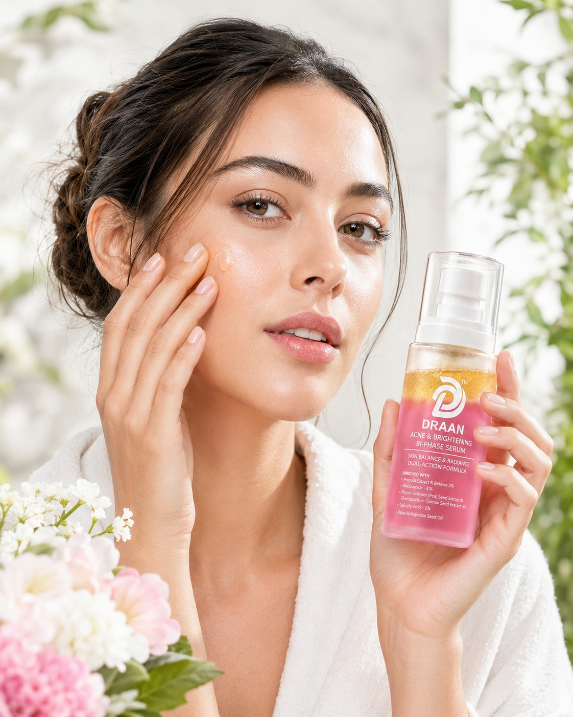 Woman applying a facial serum